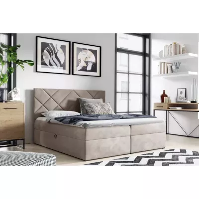 DINO Polsterbett (Doppelbett) – 160 x 220 cm, beige + GRATIS Matratzenauflage