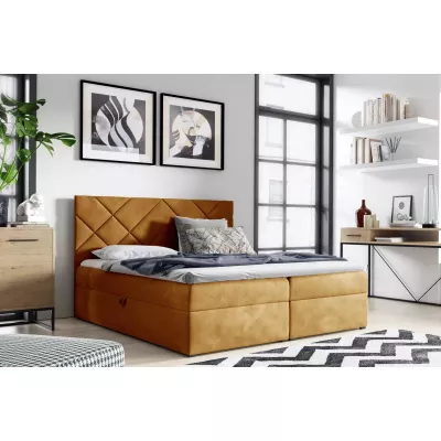 DINO Polsterbett (Doppelbett) – 140 x 220 cm, gelb + GRATIS Matratzenauflage