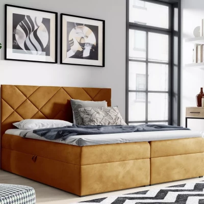 Gepolstertes Einzelbett DINO – 120 x 220 cm, gelb + GRATIS Matratzenauflage