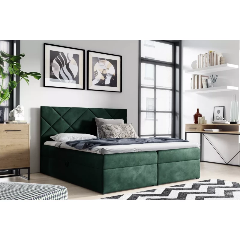Gepolstertes Einzelbett DINO – 120 x 220 cm, grün + GRATIS Matratzenauflage