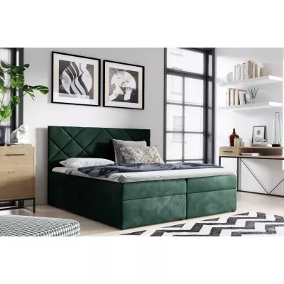Gepolstertes Einzelbett DINO – 120 x 220 cm, grün + GRATIS Matratzenauflage