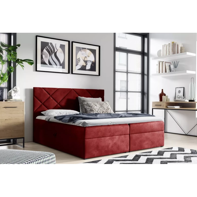Gepolstertes Einzelbett DINO – 120 x 220 cm, rot + GRATIS Matratzenauflage
