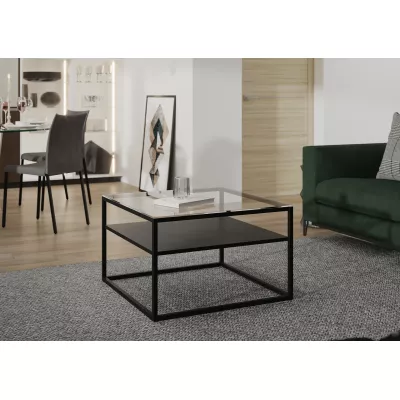 Couchtisch mit Ablage RODERIC - transparent / schwarz