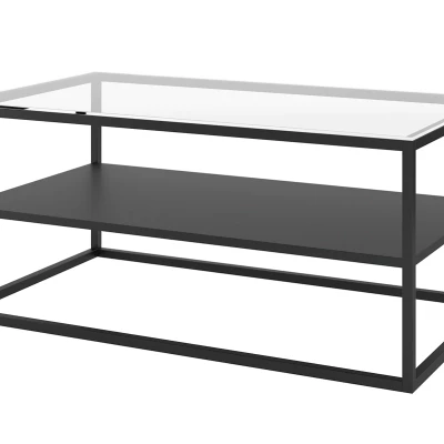 Couchtisch mit Ablage AERIS – transparent/schwarz