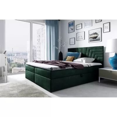 Polsterbett mit gestepptem Kopfteil SUSANA – 120 x 220 cm, grün + GRATIS Matratzenauflage