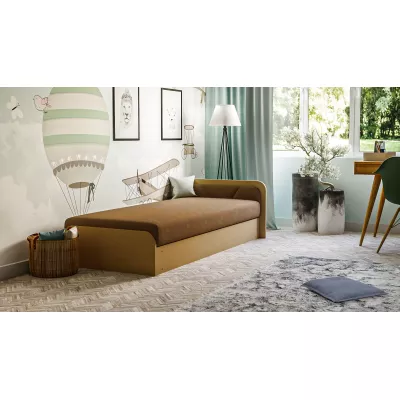 Kinderbett 80x190 SNUGORIA - dunkelbeige / echtes Design