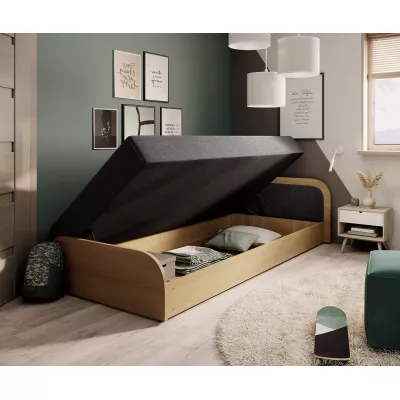 Kinderbett 80x190 SNUGORIA - dunkelbeige / echtes Design
