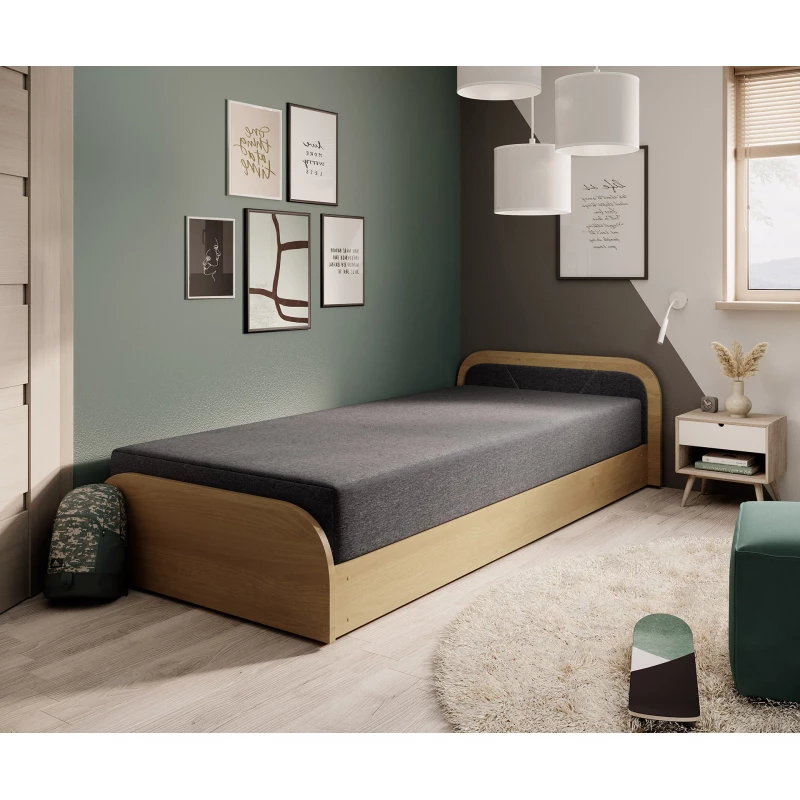 Kinderbett 80x190 SNUGORIA - grau / echtes Design