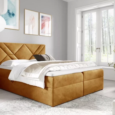 Boxspringbett ASKOT – 120 x 220 cm, gelb + GRATIS Matratzenauflage