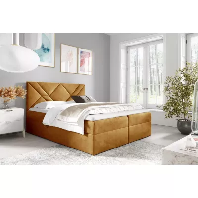 Boxspringbett ASKOT – 120 x 220 cm, gelb + GRATIS Matratzenauflage
