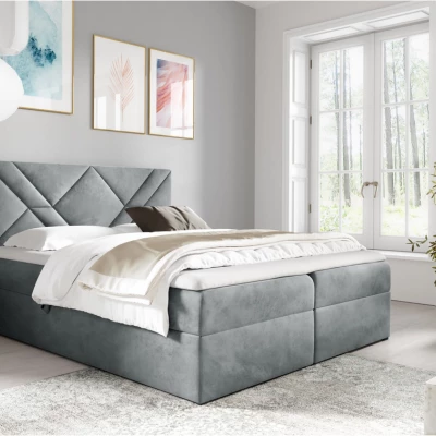 ASKOT Boxspringbett – 120x220, grau + GRATIS Matratzenauflage