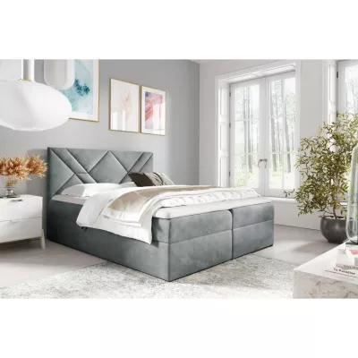 ASKOT Boxspringbett – 120x220, grau + GRATIS Matratzenauflage
