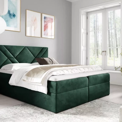 Boxspringbett ASKOT – 120 x 220 cm, grün + GRATIS Matratzenauflage