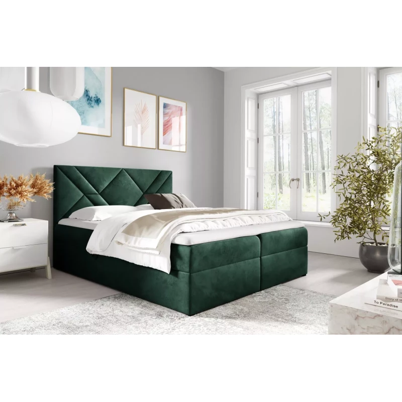 Boxspringbett ASKOT – 120 x 220 cm, grün + GRATIS Matratzenauflage