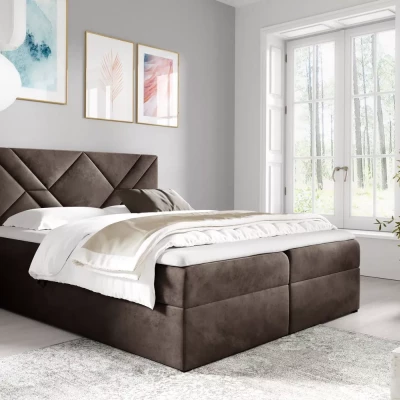 Boxspringbett ASKOT – 120 x 220 cm, braun + GRATIS Matratzenauflage