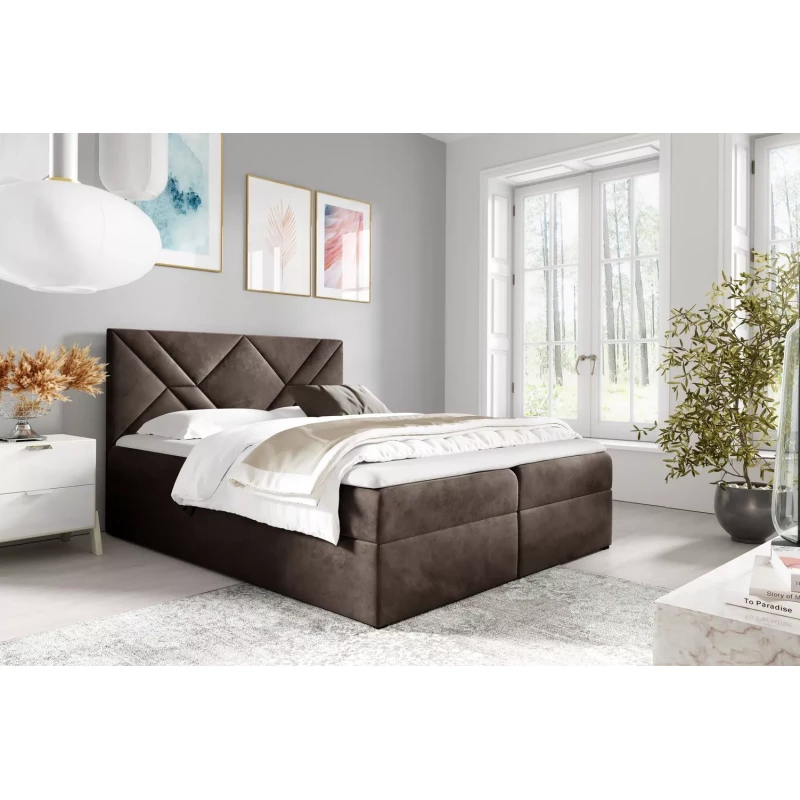 Boxspringbett ASKOT – 120 x 220 cm, braun + GRATIS Matratzenauflage