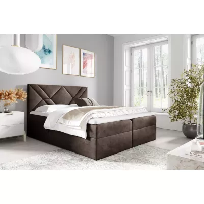 Boxspringbett ASKOT – 120 x 220 cm, braun + GRATIS Matratzenauflage