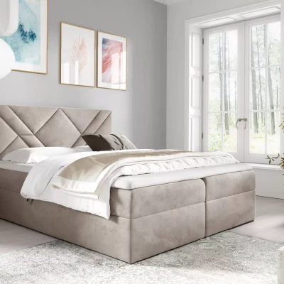 Boxspringbett ASKOT – 120 x 220 cm, beige + GRATIS Matratzenauflage
