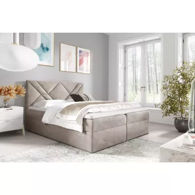 Boxspringbett ASKOT – 120 x 220 cm, beige + GRATIS Matratzenauflage