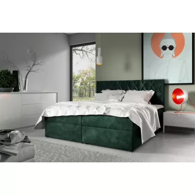 Boxspringbett mit gestepptem Kopfteil EUGEN – 120 x 220 cm, grün + GRATIS Matratzenauflage