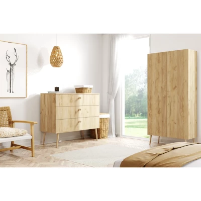 Regalschrank 87 cm NILSA - Eiche Gold/Braun