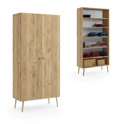 Regalschrank 87 cm NILSA - Eiche Gold/Braun