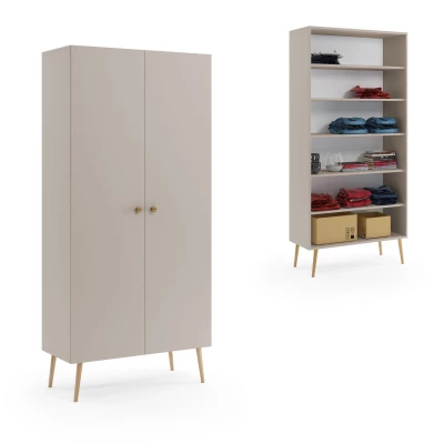 Regalschrank 87 cm NILSA - Kaschmir/Braun