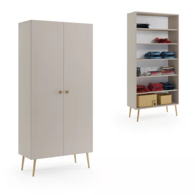 Regalschrank 87 cm NILSA - Kaschmir/Braun