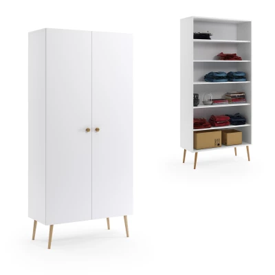 Regalschrank 87 cm NILSA - weiß/braun