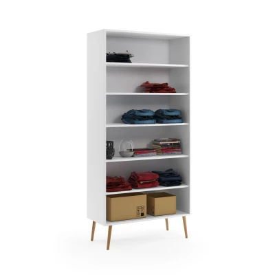 Regalschrank 87 cm NILSA - weiß/braun