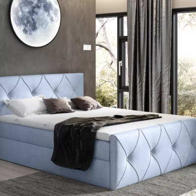 Kontinentales Bett 120x220 CARMEN LUX - hellblau + GRATIS Matratzenauflage