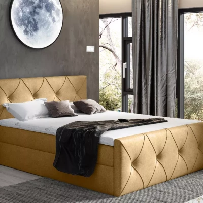 Kontinentales Bett 120x220 CARMEN LUX - Senfgelb + GRATIS Matratzenauflage