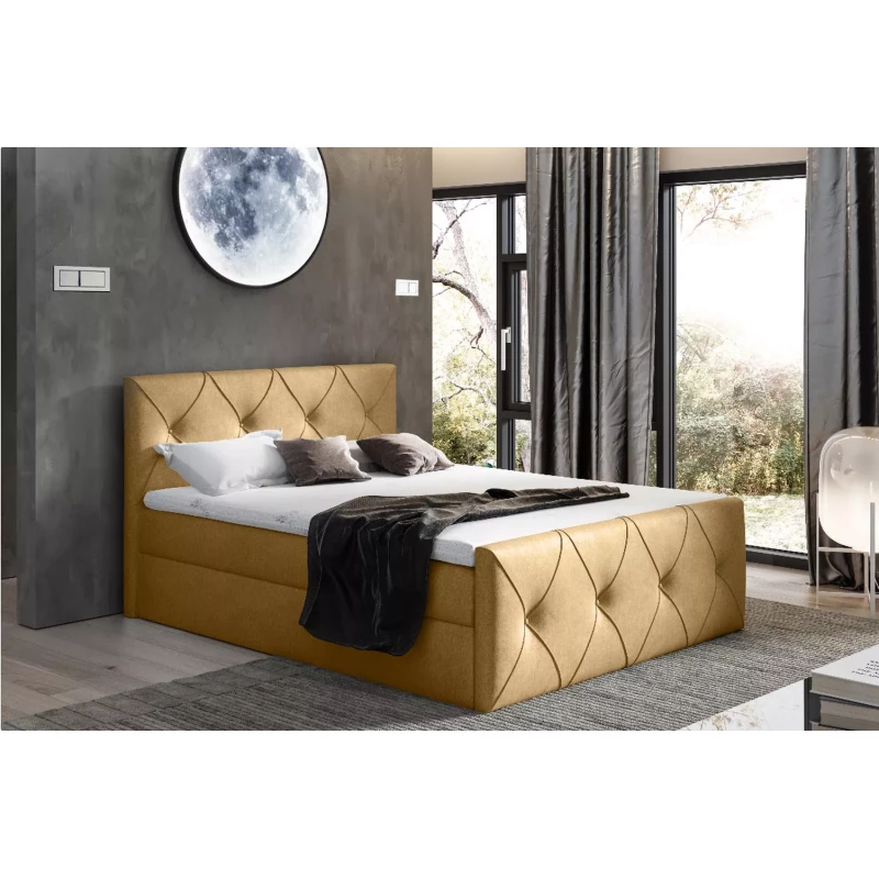 Kontinentales Bett 120x220 CARMEN LUX - Senfgelb + GRATIS Matratzenauflage