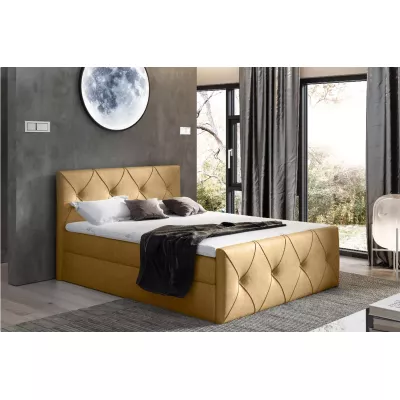Kontinentales Bett 120x220 CARMEN LUX - Senfgelb + GRATIS Matratzenauflage