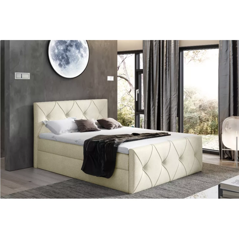 Kontinentales Bett 120x220 CARMEN LUX - beige 2 + Topper GRATIS
