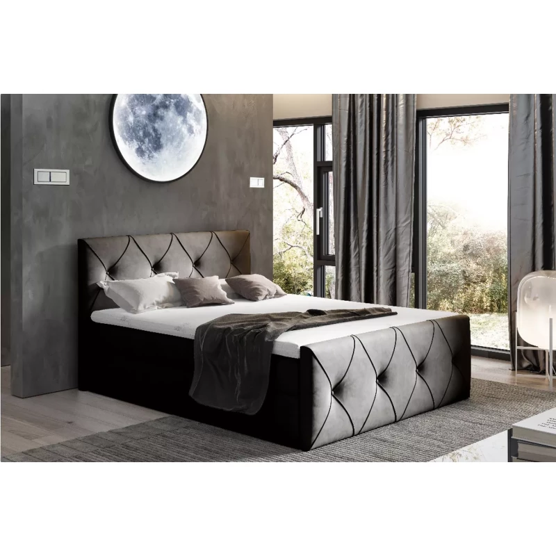 Kontinentales Bett 120x220 CARMEN LUX - schwarz + GRATIS Matratzenauflage