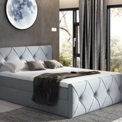 Kontinentales Bett 120x220 CARMEN LUX - grau 1 + Matratzenauflage GRATIS