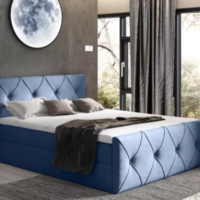Kontinentales Bett 120x220 CARMEN LUX - blau + GRATIS Matratzenauflage