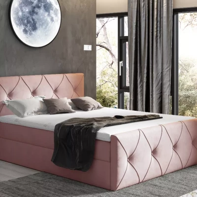 Kontinentales Bett 120x220 CARMEN LUX - rosa + GRATIS Matratzenauflage