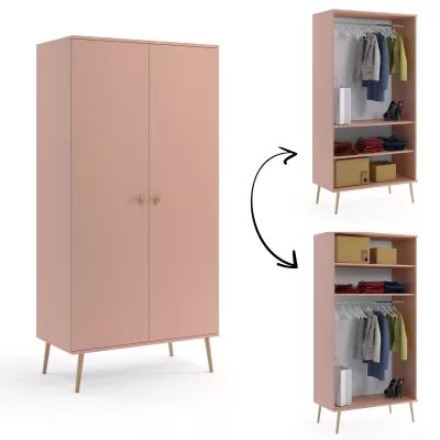 Kombinierter Kleiderschrank 100 cm NILSA - rosa/braun