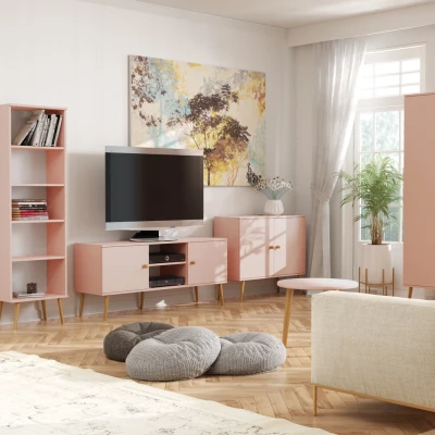 Kombinierter Kleiderschrank 100 cm NILSA - rosa/braun