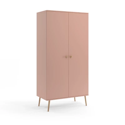 Kombinierter Kleiderschrank 100 cm NILSA - rosa/braun