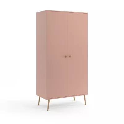 Kombinierter Kleiderschrank 100 cm NILSA - rosa/braun
