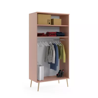 Kombinierter Kleiderschrank 100 cm NILSA - rosa/braun