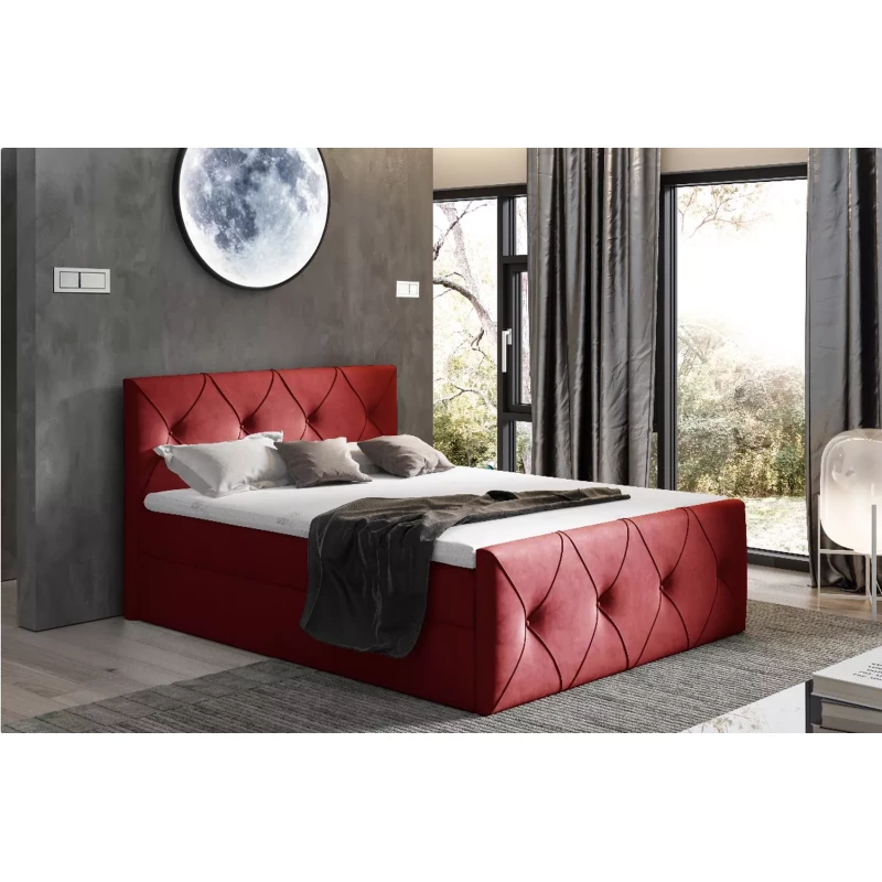Kontinentales Bett 120x220 CARMEN LUX - rot 1 + Matratzenauflage GRATIS