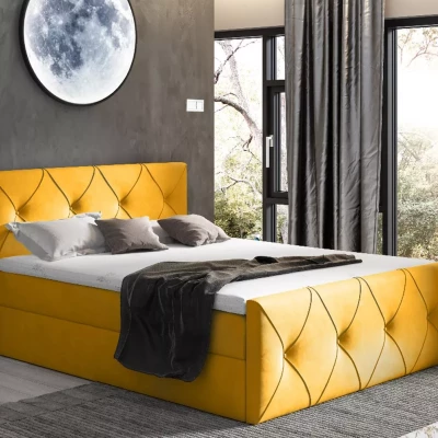Kontinentales Bett 120x220 CARMEN LUX - gelb + GRATIS Matratzenauflage