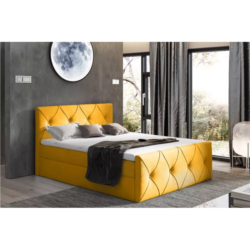 Kontinentales Bett 120x220 CARMEN LUX - gelb + GRATIS Matratzenauflage