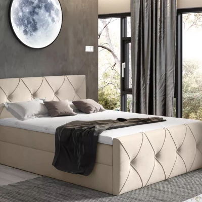 Kontinentales Bett 120x220 CARMEN LUX - beige 1 + Matratzenauflage GRATIS