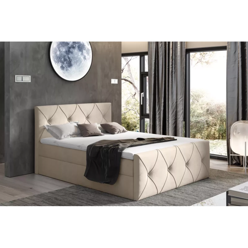 Kontinentales Bett 120x220 CARMEN LUX - beige 1 + Matratzenauflage GRATIS