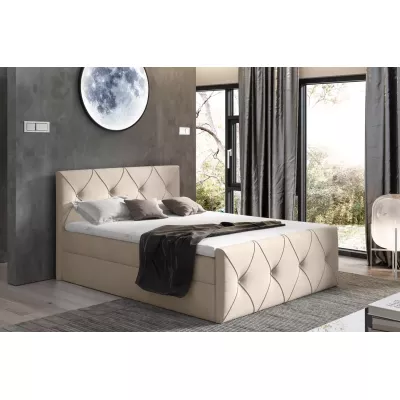 Kontinentales Bett 120x220 CARMEN LUX - beige 1 + Matratzenauflage GRATIS